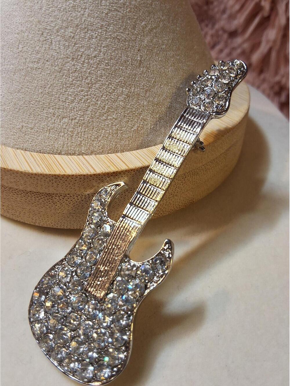 ELECTRIC GUITAR BROOCH BLING